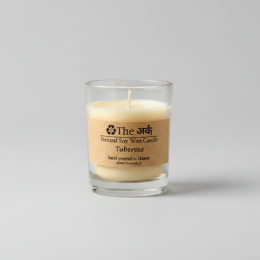 Tuberose scented shot glass candle