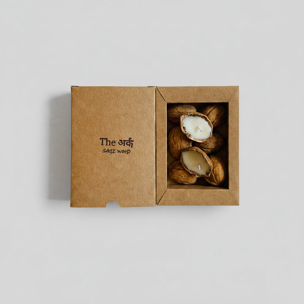 Sage Wood scented walnut shell candles