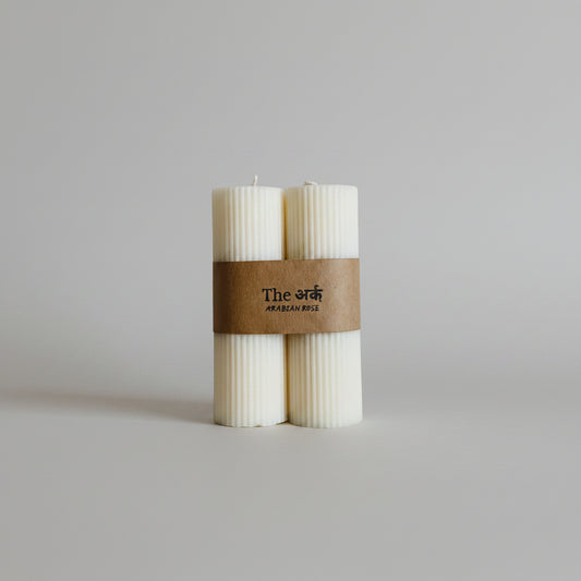 Arabian rose scented ribbed candle set of 2